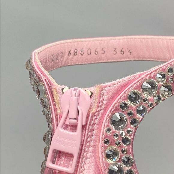Alexander McQueen Crystal Satin Ankle-Cuff Cocktail Sandals size 36.5 - Picture 10 of 13